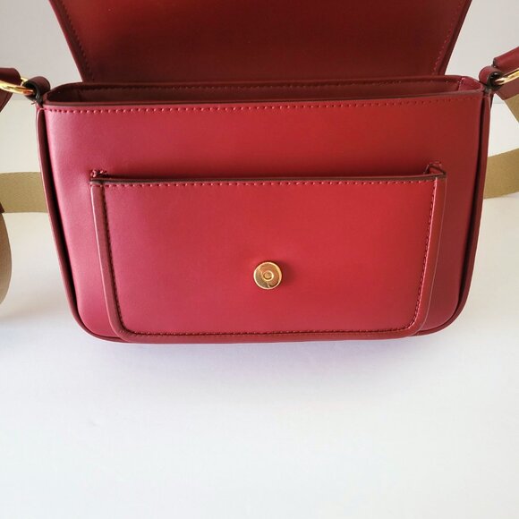 Michael Kors Bradshaw Medium Pocket Messenger Crossbody Handbag Cherry Leather - Picture 6 of 8